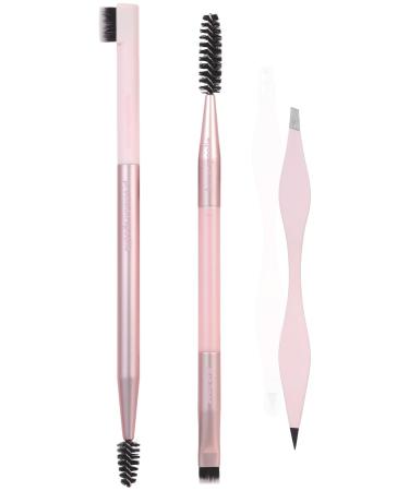 Real Techniques Brow Shaping Set Spoolie Brow Brushes Tweezers Dual-Ended Eyebrow Tools For Styling & Shaping Eyebrows Get Full Fluffy Brows 3 Piece Set Brow Shaping Set 3 Piece Set