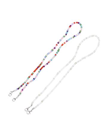 Fomiyes 2 pc glasses mask chain pearl glass chain pearl lanyard glasses cord mouth protection lanyard adjustable face chain hut holder clip bib holder clips deliveries sunglasses 50 0.3cm