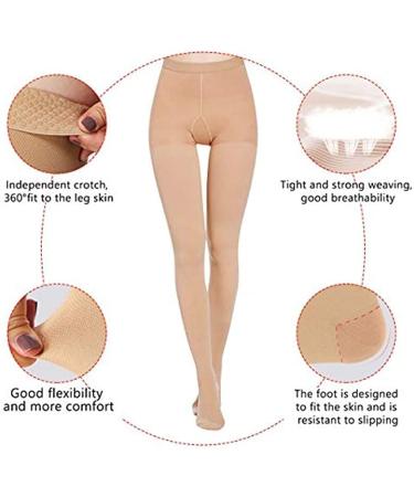 Yisemeya Compression Stockings for Women - 20-30 mmHg Support Tights for Varicose Veins & Edema | 2 Pairs in Beige & Black - Buy Online on GoSupps.com