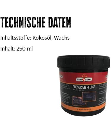 Grillf rst 3x Burning & Nursing Paste (250ml) - Premium Care for Cast Iron Dutch Oven & Fire Pot - Coconut Oil & Wax Formula - Buy Online on GoSupps.com