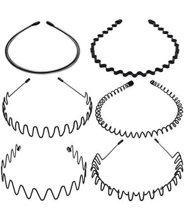 Hair tires women men 6 pieces wavy metal hair band unisex multi-style hair ripe non-slip hair straps men sports headband accessories for outdoor yoga