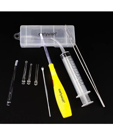 Earlywish Upgraded 6.75" Long Tonsil Stone Removing Tool Kit Tonsil Pick LED Light w/Box + Irrigation Syringe + Long Clip for Home Oral Clean (Yellow) - Buy Online on GoSupps.com