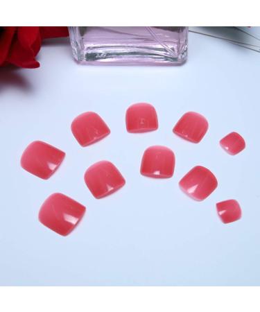 Yienate Bridal Jelly Rose Pink False Toe Nails - 24Pcs Full Cover Chic Nail Tips for Perfect Feet - Buy Online on GoSupps.com