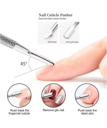 Set of 2 Stainless Steel Cuticle Pusher Manicure Pedicure Remover - Buy Online on GoSupps.com