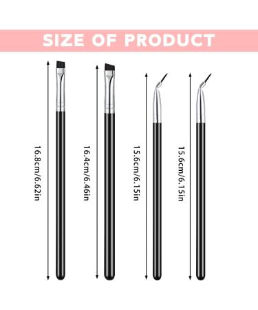 4-Piece Fine Flat Eyeliner & Eyebrow Brush Set - Thin Tip Bent Brushes for Gel, Cream, Liquid Makeup - Buy Online on GoSupps.com