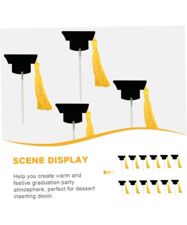 Artibetter 12pcs Graduation Season Card Student Gifts Fringe Trim Mini Top Hat Graduation Party Hat Topper Cupcake Toppers Diploma Cupcake Picks Graduation Party Caps Topper Finished Product Yellow 10X3.8X3.8CM - Buy Online on GoSupps.com