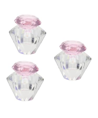 POPETPOP 3 Pcs Nail Art Crystal Cup Glass Mugs with Lids Matte Powder Sheer Nail Polish Acrylic Nail Dappen Dish Crystal Dappen Dish Cups Glass Container with Lid Nail Cup Nail Glass Cup 5.5x5.5cmx3pcs Pinkx3pcs