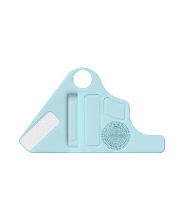 Allayu Makeup brush holder with textured cleaning palette for easy maintenance. Textured cleaning makeup palette. Silica gel blue.