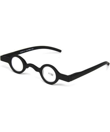 Inlefen Unisex Mini Round Frame Reader Glasses - Black Spring Hinge Presbyopic 200.0x - Stylish & Comfortable for All - Buy Online on GoSupps.com