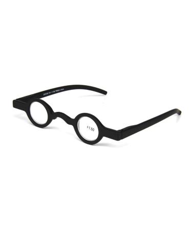 Inlefen Unisex Mini Round Frame Spring Hinge Reader Presbyopic Glasses Black 200.0 x