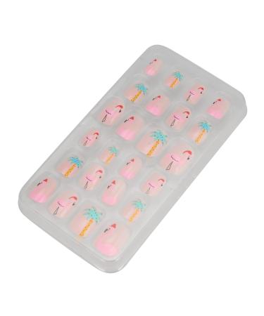 Kids Nail Art Kids False Nails Cartoon Pattern Full Cover Artificial False Nails Children False Nails Colored Girls Press On Nails Removable Kids Fake Nails (04)
