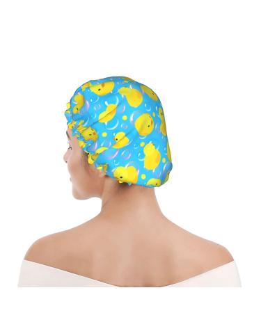 Yellow Rubber Ducks Shower Cap for Women - Adjustable Double Waterproof Layers | Hair Protection Reusable Spa Salon Hat - One Size - Buy Online on GoSupps.com