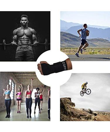 COPPER HEAL Long Wrist Brace - Adjustable Compression Sleeve for Carpal Tunnel Relief - Support for Right & Left Hands - Night Support & Recovery - Black - Buy Online on GoSupps.com
