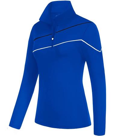 JACK SMITH Women's Golf Polo Shirt UPF 50+ Long Sleeve Zip-Up Tee Holder Athletic Top (Royal Blue, X-Large) - Buy Online on GoSupps.com
