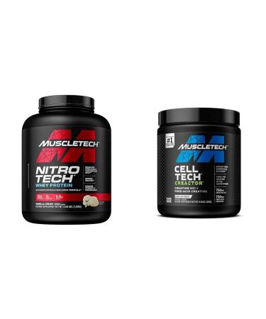 MuscleTech Whey Protein Powder Nitro-Tech | Isolate & Peptides & Cell-Tech Creactor Creatine HCl Powder | Post Workout Muscle Builder Powder + HCl Powder