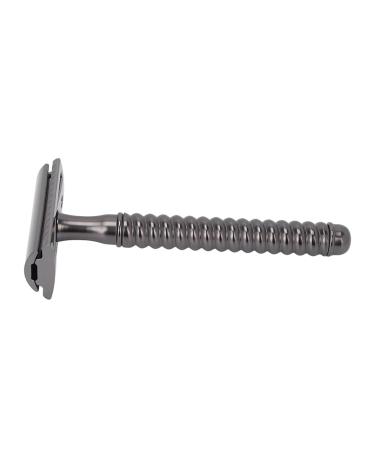 Double Edge Safety Razor Manual Shaver Comfortable Zinc Alloy for Men(Black)