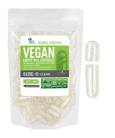 Aurora Green Veggie empty Capsules 100 Empty Vegetarian Size 0 Capsules Vegan Capsules for Weight Loss Empty Capsules for Filling. Clear