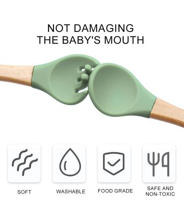 Timri Baby Feeding Spoons - 4 Soft Silicone & Wood Forks BPA Free | Perfect for Babies & Toddlers - Buy Online on GoSupps.com