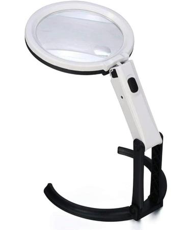 Portable Magnifiers Folding 2 Times/5 Times High-Definition Hand-Held Lamp with a Rechargeable Desktop Full of Stars
