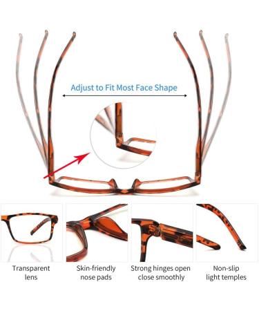 Yuluki 4 Pack Reading Glasses Blue Light Blocking Quality Rectangle Frame Mens Womens Computer Readers with Spring Hinge +4.0 4 Pack Mix 4.0 x - Buy Online on GoSupps.com
