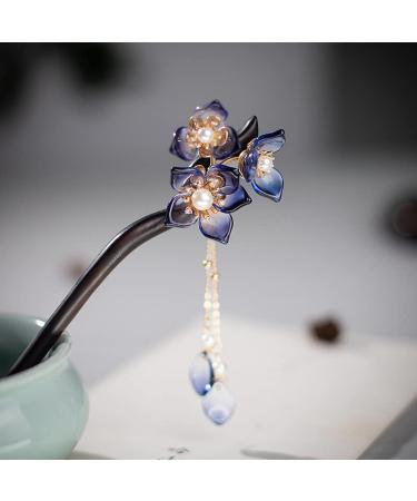 Chinese Flower Hair Chopstick with Tassel | Wooden Hair Stick & Pin Set - Buy Online on GoSupps.com
