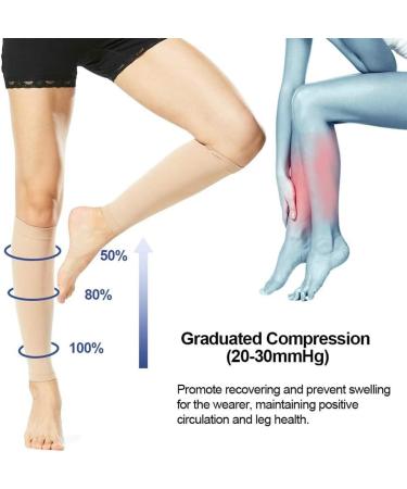 Calf Compression Stockings without Foot - Medical Support for Varicose Veins & Edema - XL Black for Men & Women - Buy Online on GoSupps.com