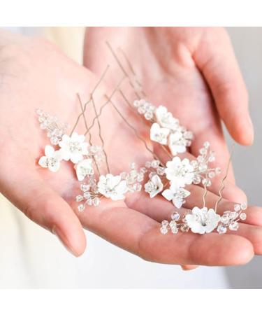 Unicra Silver Rhinestone Bride Wedding Hair Pins - Pack of 5 | Bridal Hair Pieces Prom Clips for Women and Girls - Buy Online on GoSupps.com