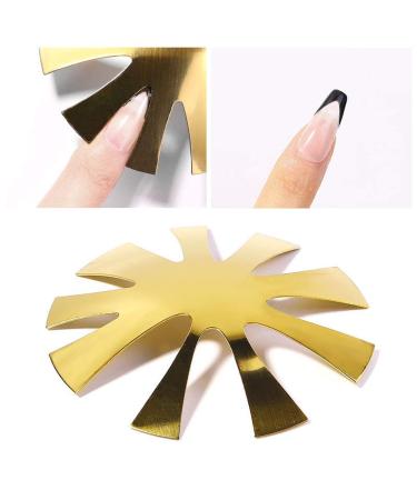 3 pieces of manicure trimmer cutter diy nail manicure edge trimmer French smile line tool stainless steel nail art edge trimmer metal template cutter for acrylic uv gel nail beginners gold