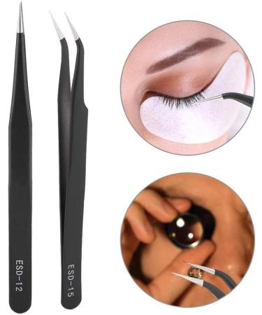Stainless Steel Eyelashes Grafting Tweezers Makeup Tweezers Tool for Eyelashes Extension Nail Art Decoration for Professional Salon or Home Use(3#) - Buy Online on GoSupps.com
