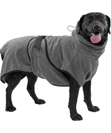 Royal Dry Bathrobe Dog - Microfiber Dog Bathrobe - L - Back Length 60-68 cm - Grey