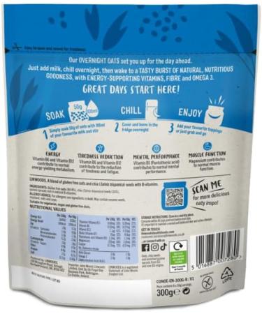 Linwoods Original Energy Overnight Oats | 3x 300g | Protein-Rich Breakfast | Vegan & Gluten-Free - Buy Online on GoSupps.com