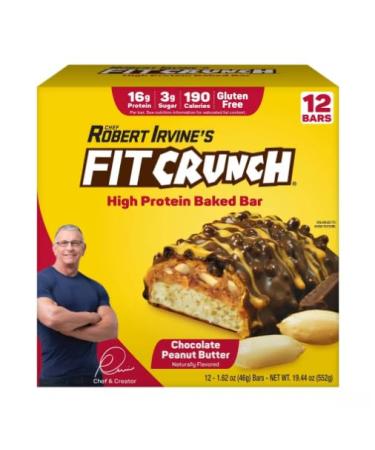 FITCRANCH Chocolate Peanut Butter Baked Snack Bars - 16g Protein - 12ct/19.44oz