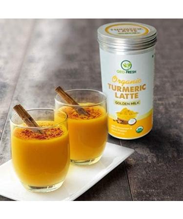 Geo-Fresh Organic Turmeric Latte Mix - 100G | with Cinnamon & Black Pepper | USDA Certified Golden Milk | Vegan | Haldi doodh | Herbal Brew Iced or Serve Hot Higher Curcumin Detox - Buy Online on GoSupps.com