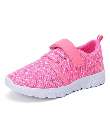 Abertina Kids Lightweight Breathable Running Sneakers Easy Walk Sport Casual Shoes for Boys Girls 13 Little Kid Pink