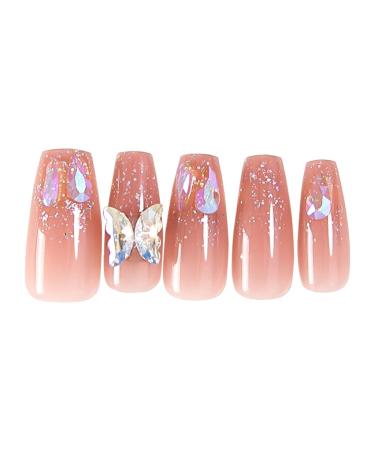AJTUTUS Butterfly False s Long Ballerinas Stick on s Full Cover Tips Artificial s Press On s for Women