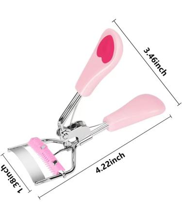 Stainless Steel Eyelash Curler with Built-in Comb Pain-Free, Fits All Eye Shapes, 5 Silicone Refill Pads Included (Light Pink) - Buy Online on GoSupps.com