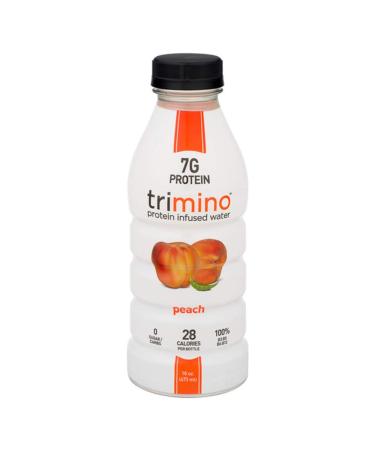 Trimino Protein Infused Water, Peach, 16 Ounce (Pack of 12) Peach Drink