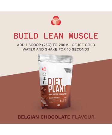 PhD Nutrition Diet Plant Vegan Protein Powder - 18g Plant Protein - 20 Servings - Belgian Chocolate 500g - Buy Online on GoSupps.com