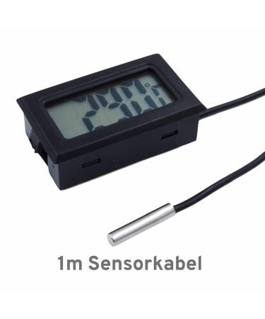 Mini Thermometer with Probe for Aquarium & Water Tank - Digital Temperature Display 1m-5m Black Cable - Buy Online on GoSupps.com