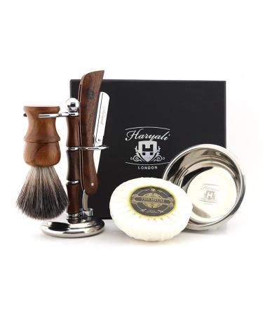 Haryali London razor set made of wood with personal engraving for a loved one-gift box set (without personalized names)