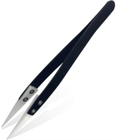 Multi-Function Tool Precision Tweezers Precision Ceramic Tips Tweezers Straight Aimed Tweezers Stainless Steel Handle High Temperature for Pinching Coils (Tweezer Tip Type : Si (S (Size : Svart)