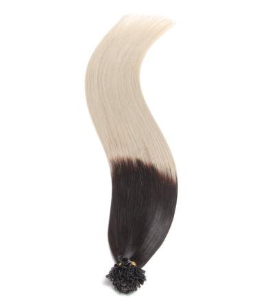 Ombr Bonding Extensions - 100% Remy Real Hair 25 x 0.5g 60cm U-Tip Keratin Hair Extensions in Ombre #1B/Gray - Long Smooth Strands for Stunning Hair Transformation - Buy Online on GoSupps.com