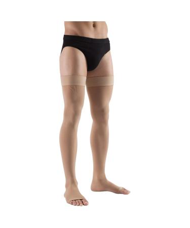 Lauma Medical 23-32 mmHg toe-open compression stockings class 2 varicose veins often swelling in the legs pain in calves and feet beige L-size short