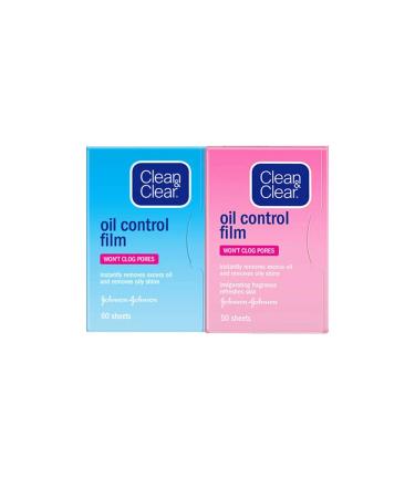Beauty Kate Oil Absorbing Tissues Oil Control Film, Oil Blotting Paper Same Series with Clean & Clear Oil Absorbing Facial Sheets for Oily Skin, 60 sheets Blue + 50 sheets Pink
