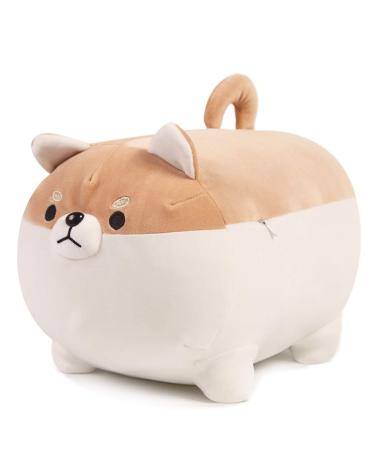 PEDEIECL Stuffed Animal Shiba Inu Plush Toy Kawaii Corgi Anime Plushie Soft Dog Pillow Plush Toy for Kids Boys Girls Birthday Valentine Xmas Gifts Brown 40cm