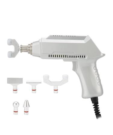 Electrical spinal massage device Body relaxation chiropractic adjustment tool vertebral creviation pistol with 6 massage heads 30 stages adjustable (silver) (EU)