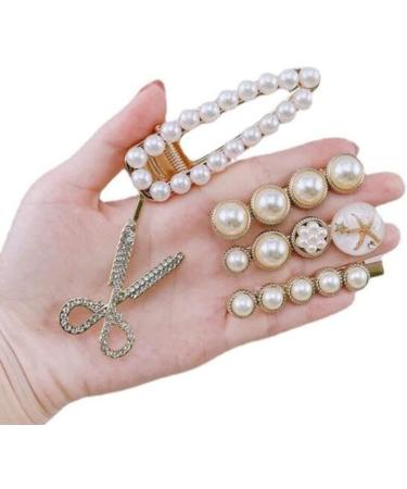 Hairpin 6-piece set Hairclip Pearl Hairpin Hair Arrangement Hair Accessories Antique Button Style Pink Hair Clip Hair Ornament Fashionable Everyday Us - Buy Online on GoSupps.com