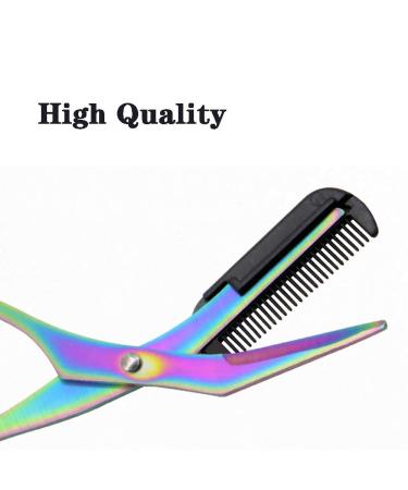 YITAQI Eyebrow Comb Scissors Titanium Grooming Trimmer - Stainless Steel Makeup Tools, Eyelash Hair Clips, Shaping Razor Hair Scissors Trimmer (Green/Purple) - Buy Online on GoSupps.com