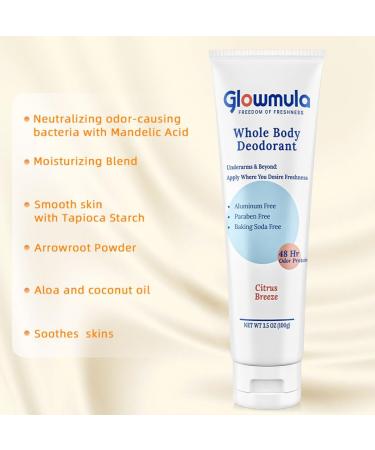 Deodorant for Women & Men 3.5 OZ Whole Body Deodorant Invisibel Cream Aluminum Free 48 Hour Protection Citrus Breeze - Buy Online on GoSupps.com