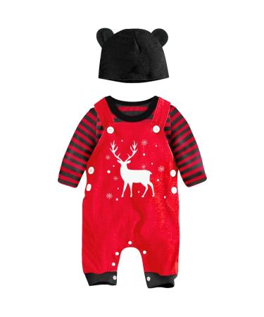 Infant Baby Boys Clothing Sets Newborn Baby Cotton Romper Outfits Suit Toddler Kids Pyjamas 3pcs Long Sleeves T-shirt + Star Pattern Dungarees+ Hat 0-24 Months Red 0-3 Months - Buy Online on GoSupps.com